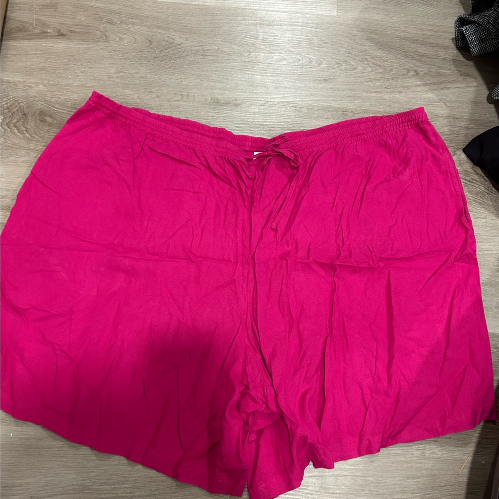 Vintage Bright Pink Casual Drawstring Shorts